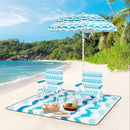 4 Pieces Beach Umbrella Set with 2 Foldable Chairs and Picnic Blanket by LJGDeals