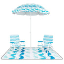 4 Pieces Beach Umbrella Set with 2 Foldable Chairs and Picnic Blanket by LJGDeals