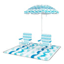 4 Pieces Beach Umbrella Set with 2 Foldable Chairs and Picnic Blanket by LJGDeals