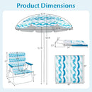 4 Pieces Beach Umbrella Set with 2 Foldable Chairs and Picnic Blanket