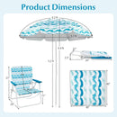 4 Pieces Beach Umbrella Set with 2 Foldable Chairs and Picnic Blanket by LJGDeals