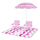 4 Pieces Beach Umbrella Set with 2 Foldable Chairs and Picnic Blanket by LJGDeals