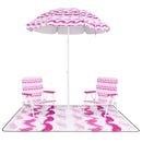 4 Pieces Beach Umbrella Set with 2 Foldable Chairs and Picnic Blanket by LJGDeals