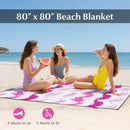 4 Pieces Beach Umbrella Set with 2 Foldable Chairs and Picnic Blanket by LJGDeals