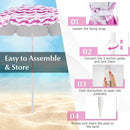 4 Pieces Beach Umbrella Set with 2 Foldable Chairs and Picnic Blanket by LJGDeals