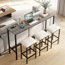 4 Pieces Counter Height Bar Table with Power Outlet with 3 Padded Stools by LJGDeals