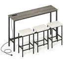 4 Pieces Counter Height Bar Table with Power Outlet with 3 Padded Stools by LJGDeals