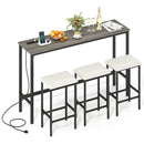 4 Pieces Counter Height Bar Table with Power Outlet with 3 Padded Stools by LJGDeals