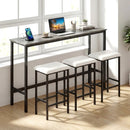 4 Pieces Counter Height Bar Table with Power Outlet with 3 Padded Stools by LJGDeals