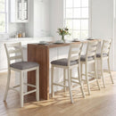 4 Pieces Counter Height Chairs with Fabric Seat and Rubber Wood Legs by LJGDeals