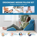 4 Pieces Orthopedic Bed Wedge Pillow Set for Pain Relief-Blue by LJGDeals