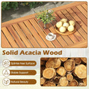 4 Pieces Outdoor Acacia Wood Conversation Set with Soft Cushions and Coffee Table-White by LJGDeals