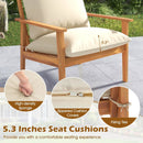 4 Pieces Outdoor Acacia Wood Conversation Set with Soft Cushions and Coffee Table-White by LJGDeals