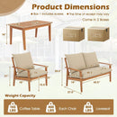 4 Pieces Outdoor Acacia Wood Conversation Set with Soft Cushions and Coffee Table-White by LJGDeals