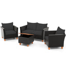 4-Piece Patio Conversation Set with Storage Coffee Table