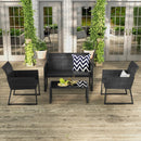 4 Pieces Outdoor Wicker Patio Furniture Set with Quick Dry Foam All Weather for Backyard by DirectDeals