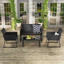 4 Pieces Outdoor Wicker Patio Furniture Set with Quick Dry Foam All Weather for Backyard by LJGDeals