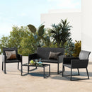 4 Pieces Outdoor Wicker Patio Furniture Set with Quick Dry Foam All Weather for Backyard by DirectDeals