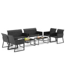 4 Pieces Outdoor Wicker Patio Furniture Set with Quick Dry Foam All Weather for Backyard by DirectDeals