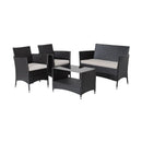 4 Pieces Patio Conversation Set with Soft Cushions and Tempered Glass Tabletop by LJGDeals