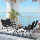 4 Pieces Patio Folding Furniture Set with SPC Coffee Table and Patio Chairs-Black by LJGDeals