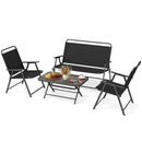 4 Pieces Patio Folding Furniture Set with SPC Coffee Table and Patio Chairs-Black by LJGDeals