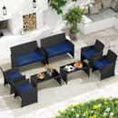 4 Pieces Patio Furniture Set with Tempered Glass Tabletop and Removable Cushion by LJGDeals