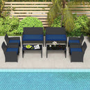 4 Pieces Patio Furniture Set with Tempered Glass Tabletop and Removable Cushion by LJGDeals