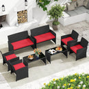 4 Pieces Patio Furniture Set with Tempered Glass Tabletop and Removable Cushion by LJGDeals