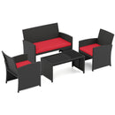 4 Pieces Patio Furniture Set with Tempered Glass Tabletop and Removable Cushion by LJGDeals