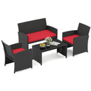 4 Pieces Patio Furniture Set with Tempered Glass Tabletop and Removable Cushion by LJGDeals