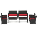 4 Pieces Patio Furniture Set with Tempered Glass Tabletop and Removable Cushion by LJGDeals