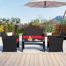 4 Pieces Patio Furniture Set with Tempered Glass Tabletop and Removable Cushion by LJGDeals