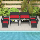 4 Pieces Patio Furniture Set with Tempered Glass Tabletop and Removable Cushion by LJGDeals