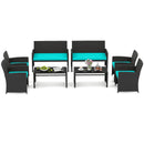 4 Pieces Patio Furniture Set with Tempered Glass Tabletop and Removable Cushion by LJGDeals