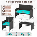 4 Pieces Patio Furniture Set with Tempered Glass Tabletop and Removable Cushion by LJGDeals