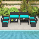 4 Pieces Patio Furniture Set with Tempered Glass Tabletop and Removable Cushion by LJGDeals