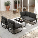 4 Pieces Patio Furniture Set with Cushions and Coffee Table-Gray by LJGDeals