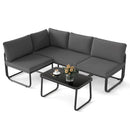 4 Pieces Patio Furniture Set with Cushions and Coffee Table-Gray by LJGDeals