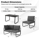 4 Pieces Patio Furniture Set with Cushions and Coffee Table-Gray by LJGDeals
