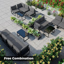 4 Pieces Patio Furniture Set with Cushions and Coffee Table-Gray by LJGDeals