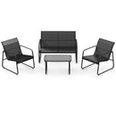 4 Pieces Outdoor Conversation Set with Tempered Glass Coffee Table-Black by LJGDeals