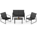 4 Pieces Outdoor Conversation Set with Tempered Glass Coffee Table-Black by LJGDeals
