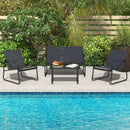 4 Pieces Outdoor Conversation Set with Tempered Glass Coffee Table-Black by LJGDeals