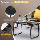 4 Pieces Outdoor Conversation Set with Tempered Glass Coffee Table-Black by LJGDeals
