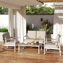 4 Pieces Patio Furniture Set with Thick Cushions and a Coffee Table-Gray by LJGDeals