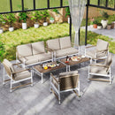 4 Pieces Patio Furniture Set with Thick Cushions and a Coffee Table-Gray by LJGDeals