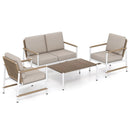 4 Pieces Patio Furniture Set with Thick Cushions and a Coffee Table-Gray by LJGDeals