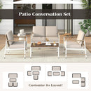 4 Pieces Patio Furniture Set with Thick Cushions and a Coffee Table-Gray by LJGDeals