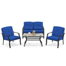 4 Pieces Outdoor Conversation Set with Seat Back Cushions and Waist Pillows by LJGDeals
